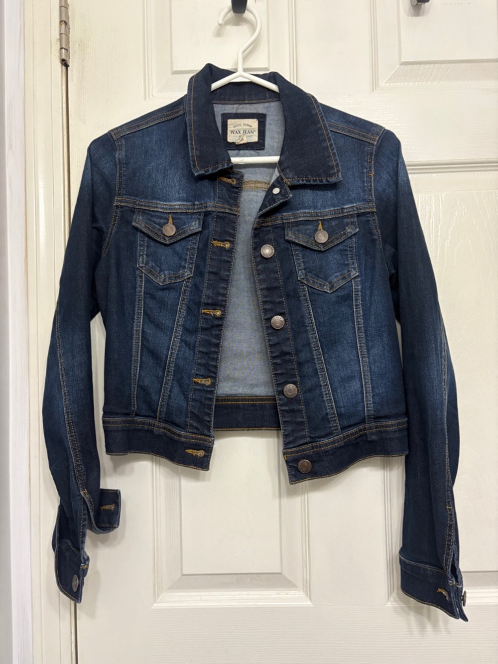 Wax Jean Women's Dark Wash Cropped Denim Jacket - Size Small